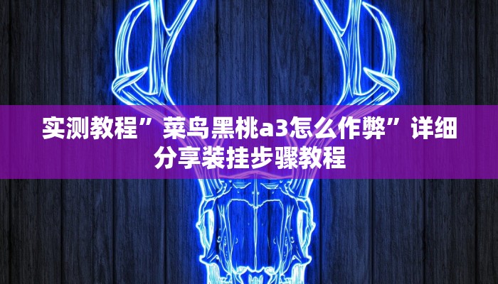 实测教程”菜鸟黑桃a3怎么作弊”详细分享装挂步骤教程