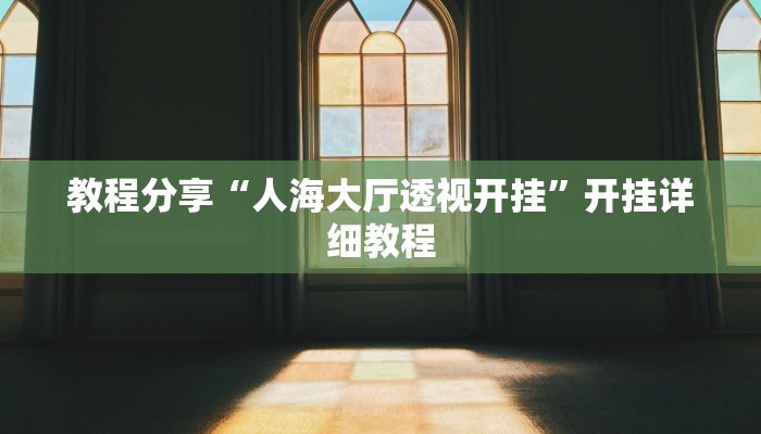 教程分享“人海大厅透视开挂”开挂详细教程