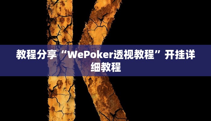 教程分享“WePoker透视教程”开挂详细教程